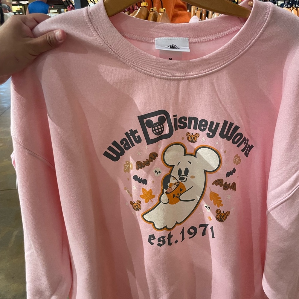 Disney Parks Pink Halloween Ghost Sweatshirt Adult Size Medium (NWT)